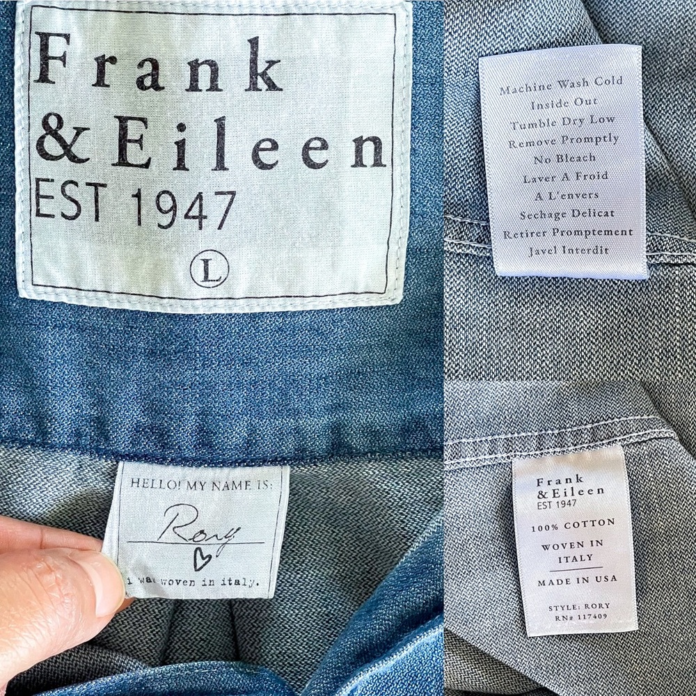 Frank & Eileen Rory Denim Maxi Shirt Dress Blue Indigo Relaxed Large Euc — image 6 of 8